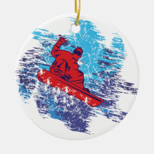Cool Snowboarder Ceramic Tree Decoration