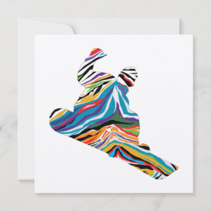 Cool Snowboarder in a Psychedelic Zebra Print Card