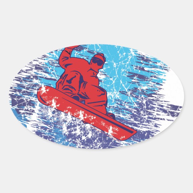 Cool Snowboarder Oval Sticker (Front)