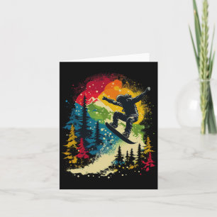 Cool Snowboarder Snowboarding Mountains Trees Men' Card