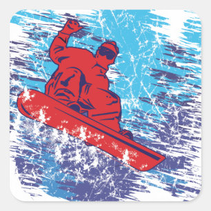Cool Snowboarder Square Sticker