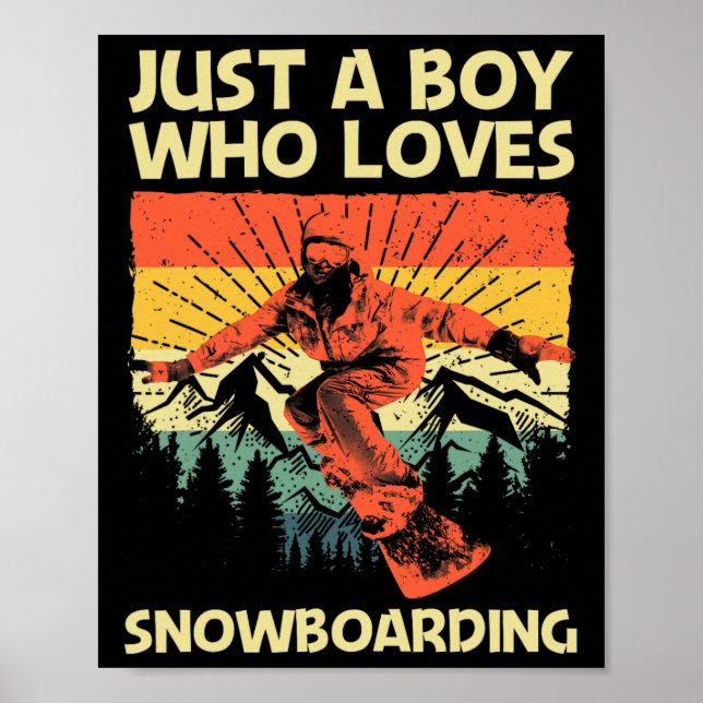 Cool Snowboarding Design For Boys Kids Snowboard S Poster (Front)