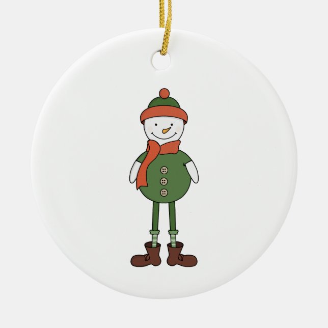 Cool Snowman Ceramic Tree Decoration (Front)