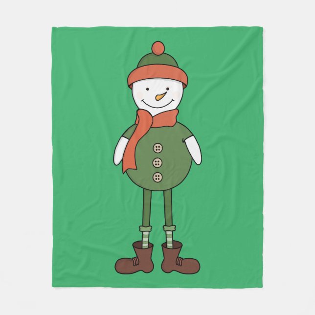 Cool Snowman Fleece Blanket (Front)