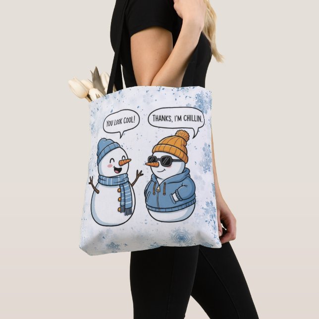 Cool Snowman Friends Tote Bag (Close Up)