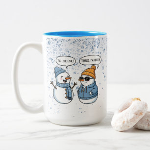 Cool Snowman Friends Two-Tone Coffee Mug