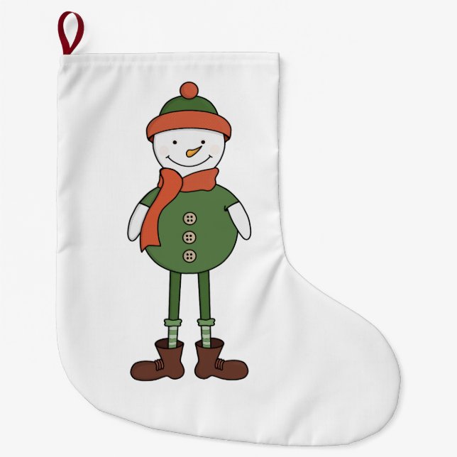Cool Snowman Large Christmas Stocking (Front)