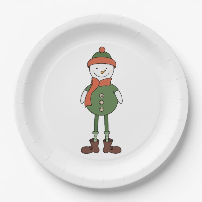 Cool Snowman Paper Plate (Front)