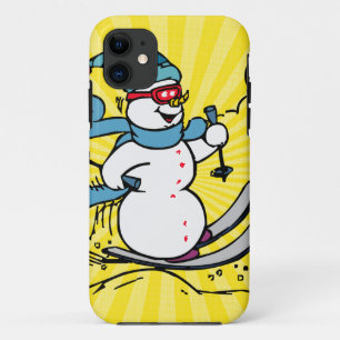 Cool Snowman Skiing skiing lovers winter sport iPhone 11 Case