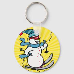 Cool Snowman Skiing skiing lovers winter sport Key Ring