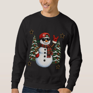 Cool Snowman Sunglasses Rock On Christmas Shirt