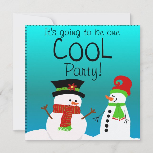 Cool Snowmen Birthday Party Invitation (Front)