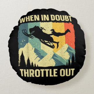 Cool Snowmobile Art for Men Women Kids Snowmobile Round Cushion