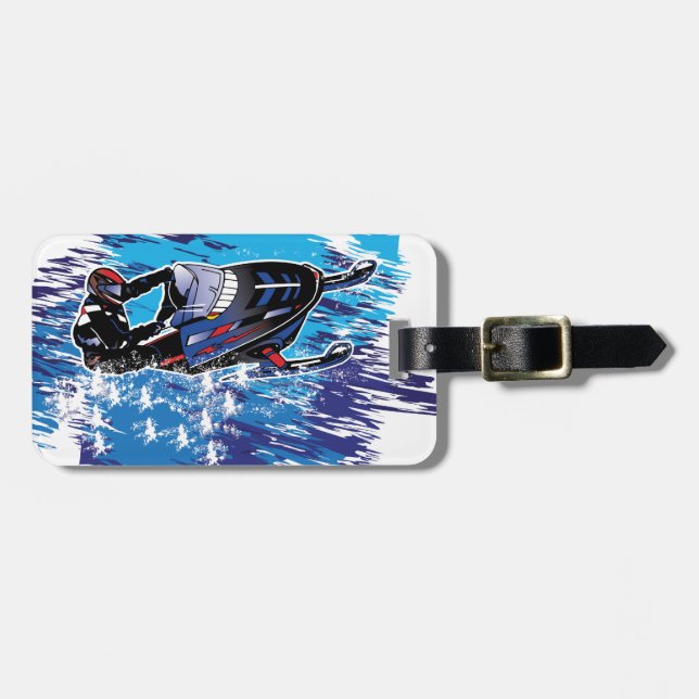 Cool Snowmobiler Luggage Tag (Front Horizontal)