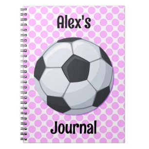 Cool Soccer Ball Art Name Pink Journal