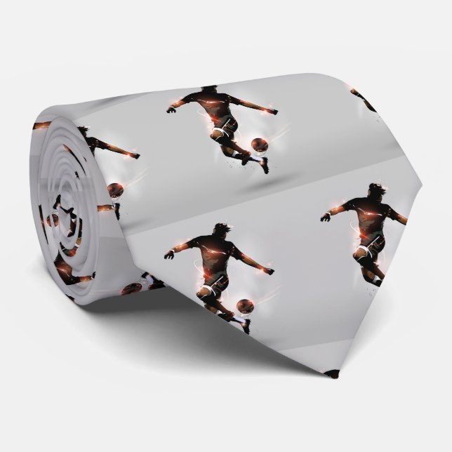 Cool Soccer Football Player Pattern | Sport Tie (Rolled)