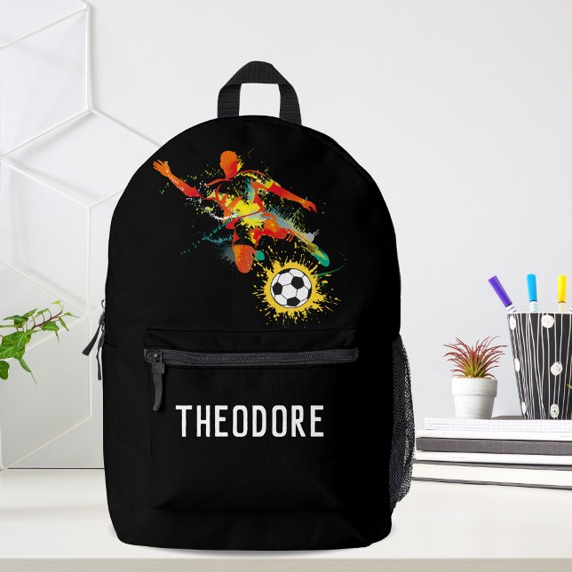 Cool Soccer  Football Player Personalised Name Printed Backpack (Creator Uploaded)