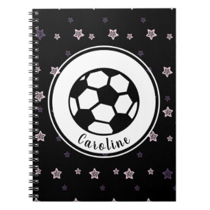 Cool Soccer Girl Pink & Black Sporty Personalised Notebook