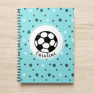 Cool Soccer Girl Pink & Black Sporty Personalised Notebook