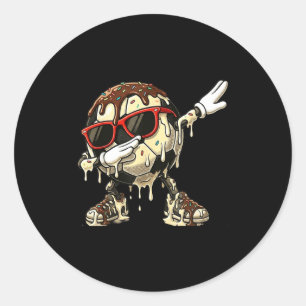 Cool Soccer Ice Cream Dab Dance Funny Melting Spor Classic Round Sticker
