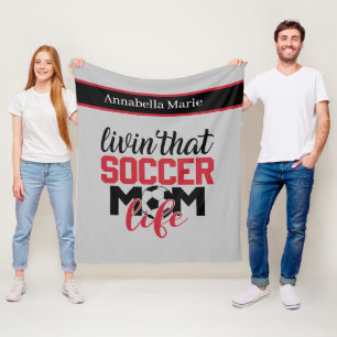 cool soccer Mum add name sports Fleece Blanket
