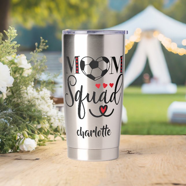 Cool Soccer Mum Squad Hearts Personalised  Insulated Tumbler (Wedding)