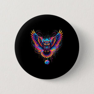 Cool Soccer Owl Art Paint Splatter Design 6 Cm Round Badge