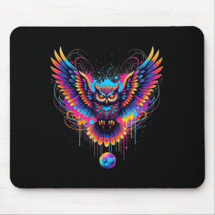 Cool Soccer Owl Art Paint Splatter Design  Mouse Mat