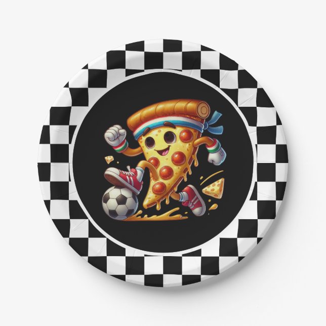 Cool Soccer pizza party  Paper Plate (Front)
