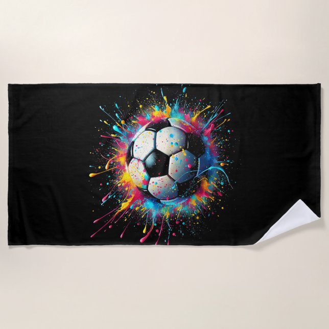 Cool Soccer Player Sport For Boys Men Girls Women Beach Towel (Front)