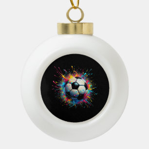 Cool Soccer Player Sport For Boys Men Girls Women Ceramic Ball Christmas Ornament