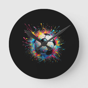 Cool Soccer Player Sport For Boys Men Girls Women Round Clock