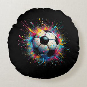 Cool Soccer Player Sport For Boys Men Girls Women Round Cushion