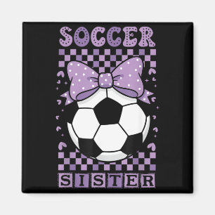 Cool Soccer Sister Ball Cute Purple Coquette Bow Magnet
