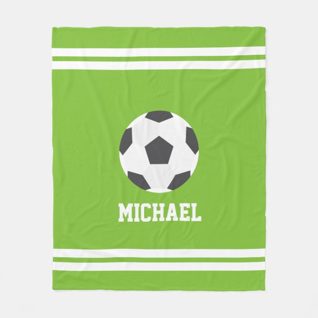 Cool Soccer Themed Personalised Kids Fleece Blanket (Front)