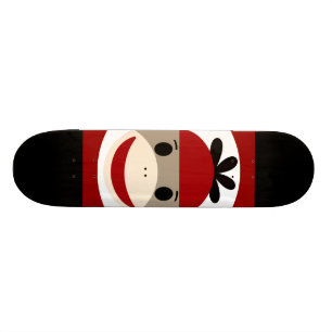 Cool Sock Monkey Beanie Hat Red Black Stripes Skateboard