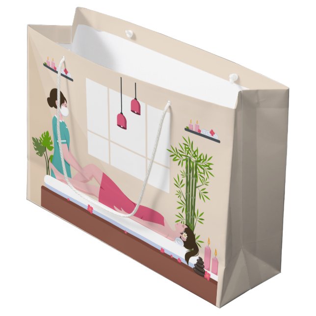 cool spa party lovers add text  large gift bag (Front Angled)