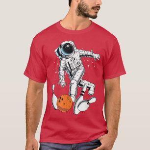 Cool Space Astronaut Playing Bowling Graphic Desig T-Shirt