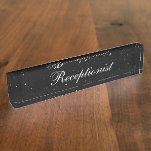 Cool Space Background Receptionist Nameplate