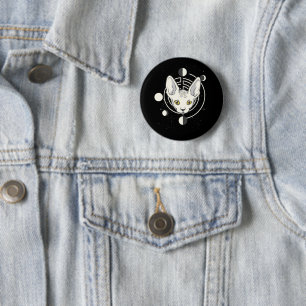 Cool Space Cat Face Design 6 Cm Round Badge
