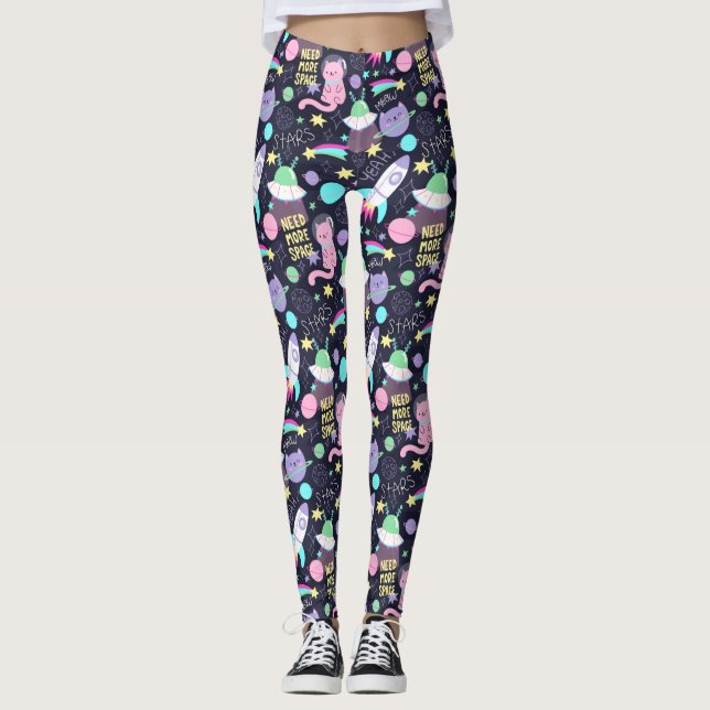Cool Space Cats Leggings (Front)