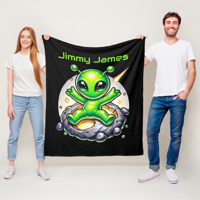 Cool space lovers add name alien fleece blanket (In Situ)