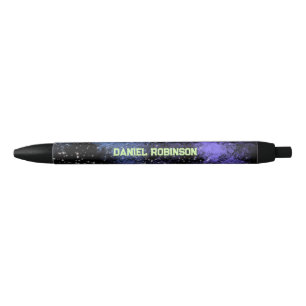 Cool Space Night Sky Script Name Monogram Black Ink Pen