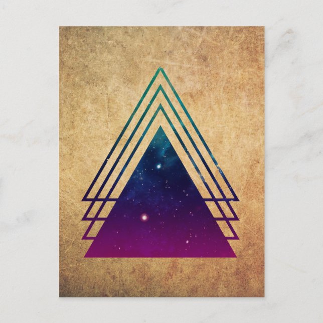 Cool Space Triangles on Grunge Background Postcard (Front)