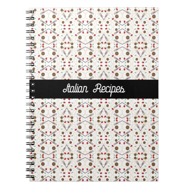 Cool Spagetti and Meatballs Foodie  Pattern Recipe Notebook (Front)
