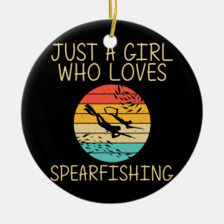 Cool Spearfishing For Girls Kids Ocean Diving Ceramic Tree Decoration