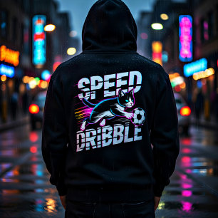 Cool Speed Dribble Cat Soccer For Athletes & Gamer Hoodie