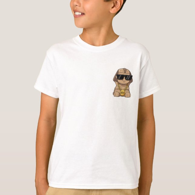 Cool Sphinx Wearing Gold Chain Kids T-Shirt (Front)