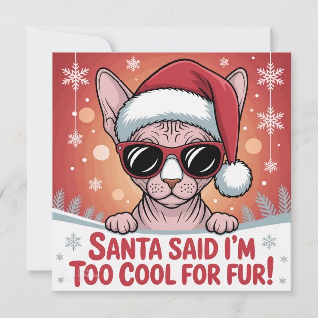 Cool Sphynx Cat Christmas Santa Design Holiday Card (Front)