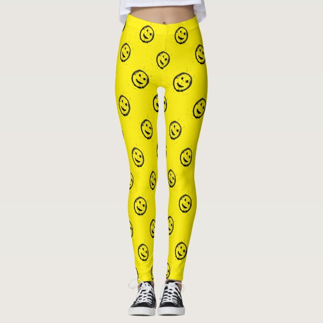 Cool Spilled Stained Happy face pattern Leggings (Front)